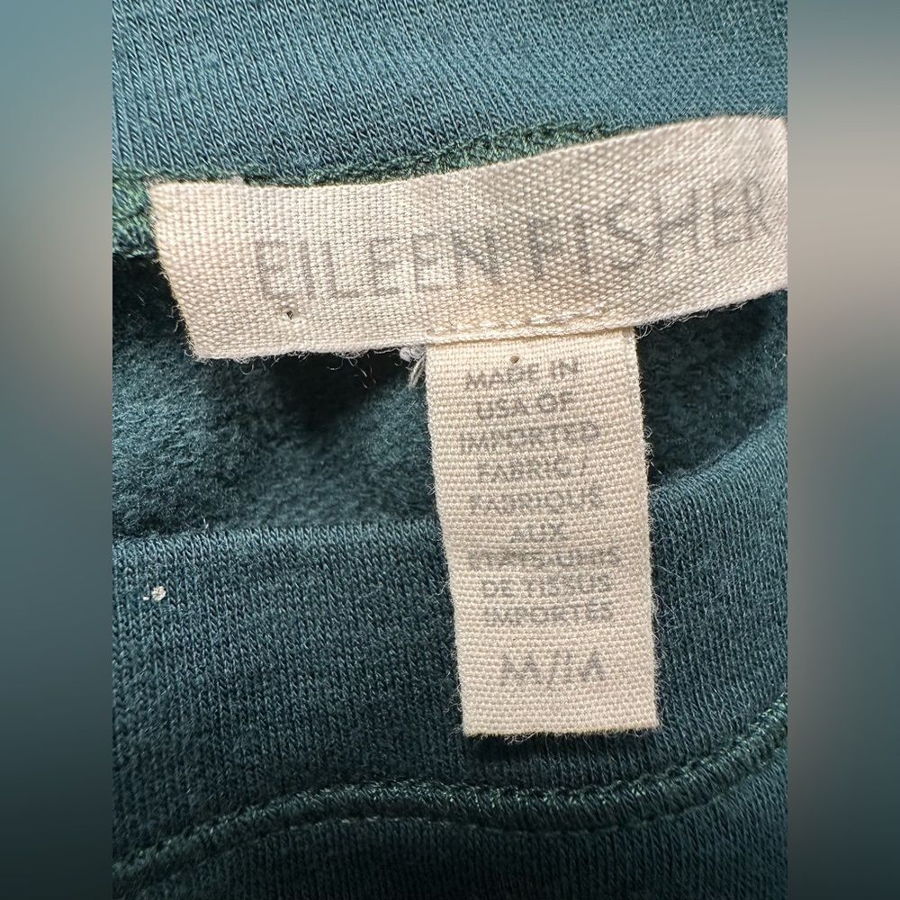 Eileen Fisher Green Raglan Sleeve Top Minimalist Organic Cotton Blend Medium - Picture 7 of 13
